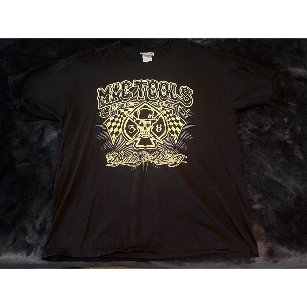 Vintage Mac Tools T Shirt Mens XL Black Short Sleeve Skull Build & Destroy